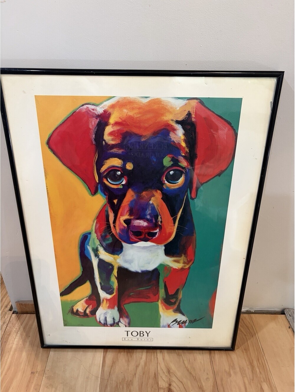 “Toby” by Ron Burns - Framed & Matted Art Print - Dog Puppy Beagle Poster 18x24